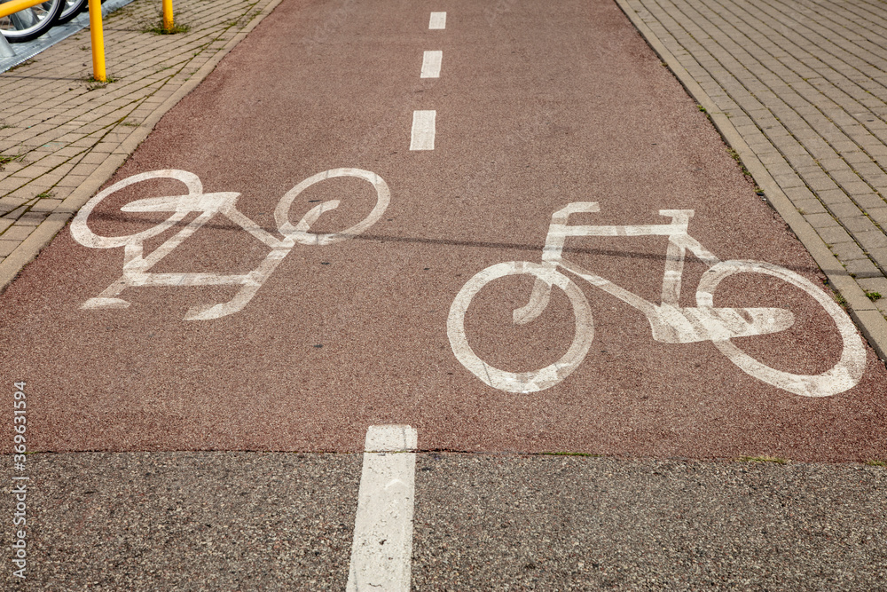 Fototapeta premium bicycle path with directions