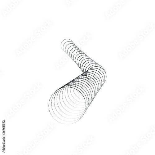 Halftone dots in tunnel form. round logo . vector dotted frame pipe . tube design element