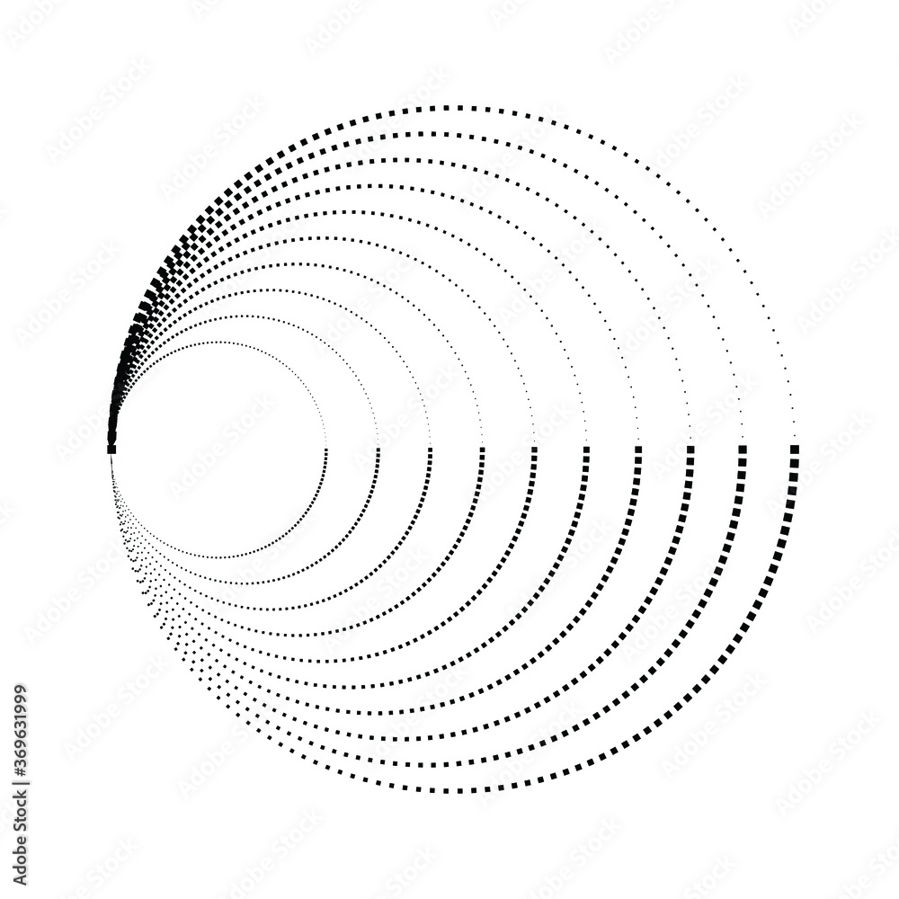Halftone dots in tunnel form. round logo . vector dotted frame pipe . tube design element