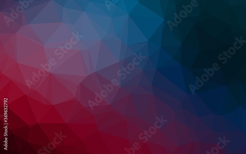 Dark Blue  Red vector shining triangular template. Triangular geometric sample with gradient.  Completely new design for your business.