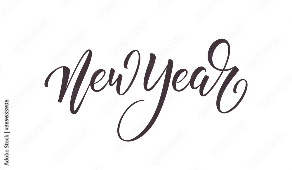 New Year. Lettering calligraphy label for New Year 2021 celebration