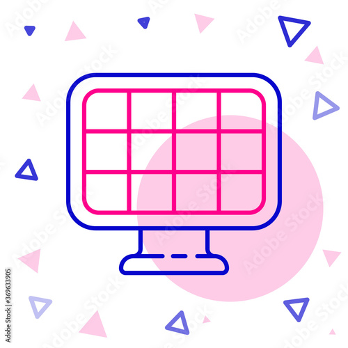 Line Solar energy panel icon isolated on white background. Colorful outline concept. Vector Illustration.