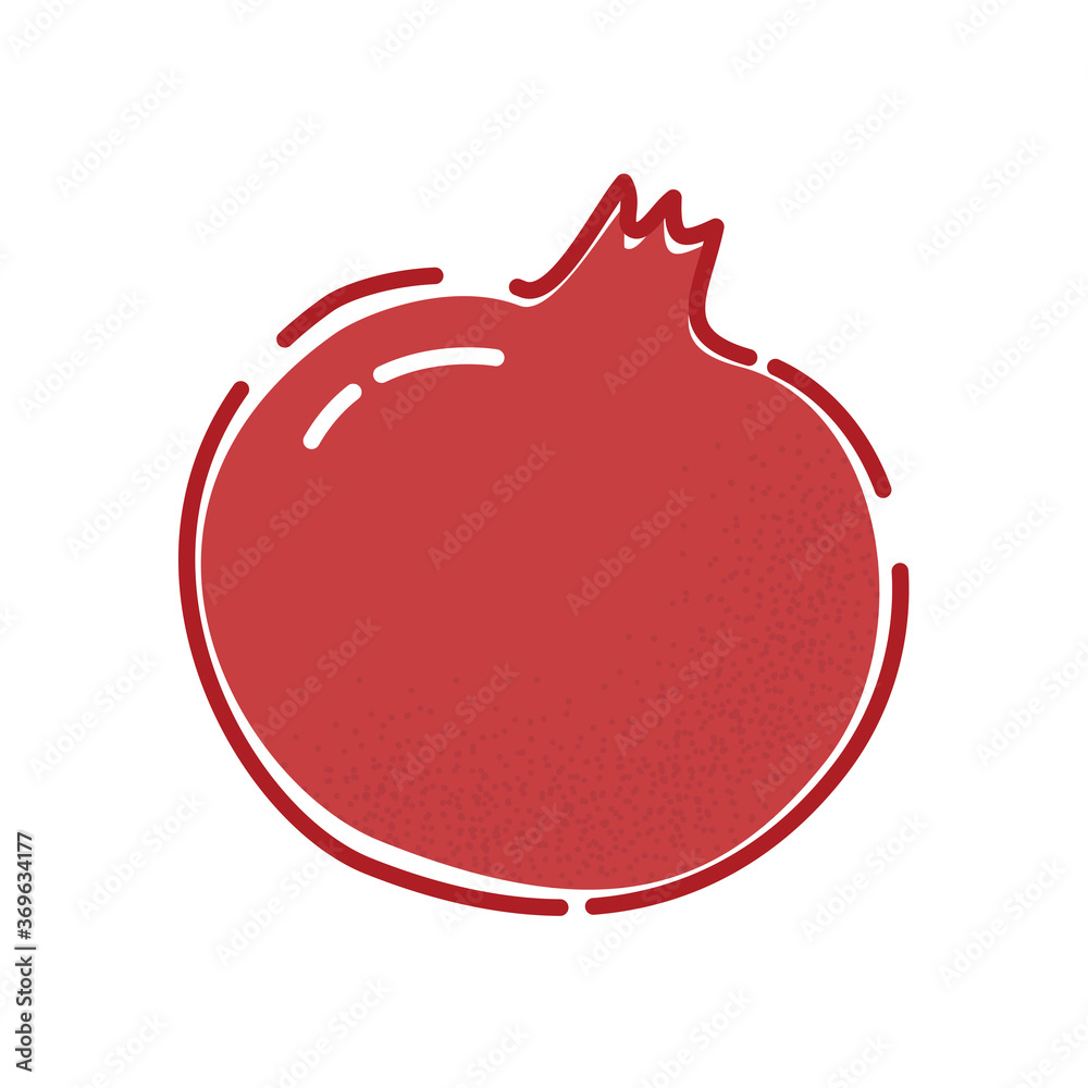 Garnet. Vector illustration of a tasty red summer fruit in flat and line-art style for print, banner or postcard. Garnet. Vector illustration of a tasty red summer fruit in flat and line-art style for print, banner or postcard.
