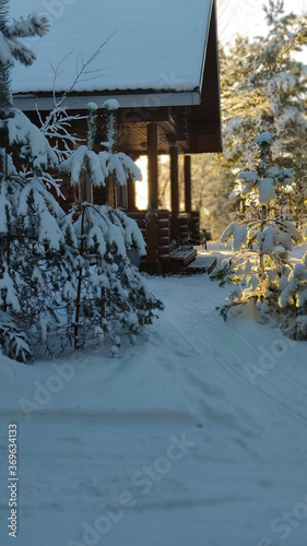 snow covered house