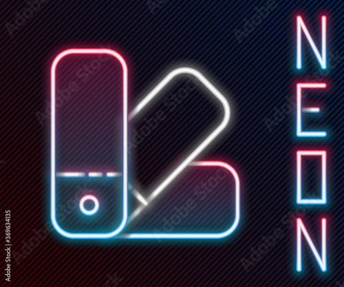 Glowing neon line Color palette guide icon isolated on black background. Colorful outline concept. Vector Illustration.