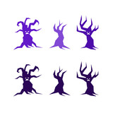 Vector illustration of icons for halloween. Isolated modern flat vector illustration of old tree.