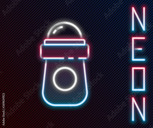 Glowing neon line Antiperspirant deodorant roll icon isolated on black background. Cosmetic for body hygiene. Colorful outline concept. Vector Illustration.