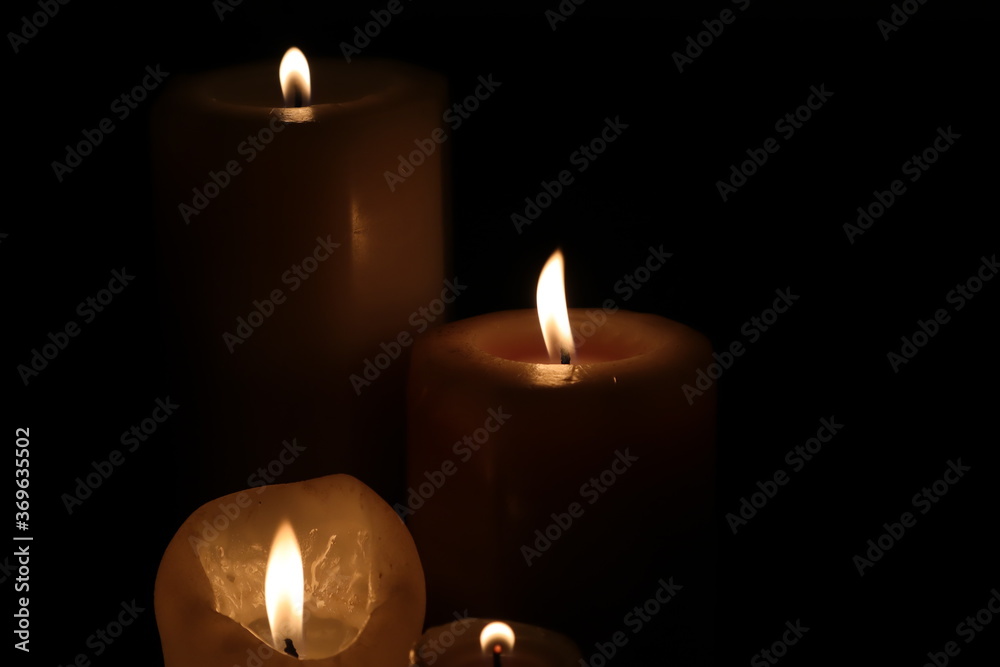 close up candles in the dark  Zen and relax concept