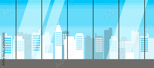 Seamless pattern vector of modern flat skyscrapers. Big windows look out to see city view.