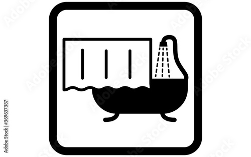 シャワーを浴びるシンプルなアイコンイラスト