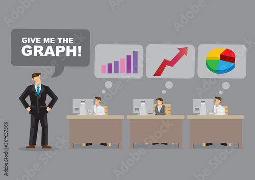 Cartoon Businessman demand for a graph