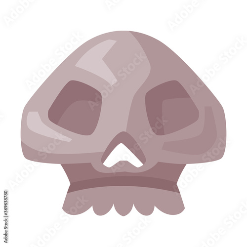 Human Skull Bone, Happy Halloween Object Cartoon Style Vector Illustration on White Background