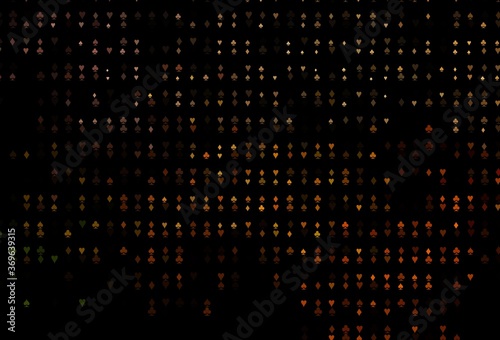 Dark Orange vector cover with symbols of gamble.