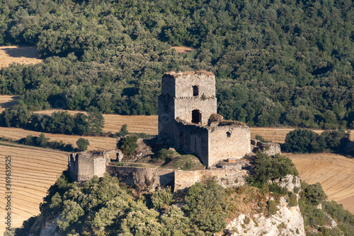 Castle of Ocio , ruins of a medieval castle of Kingdom of Navarre in Inglares Valley, Alava in Spain photo