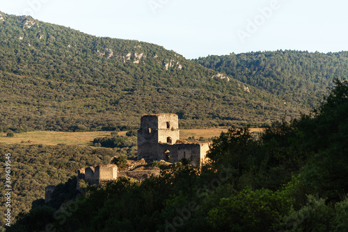 Castle of Ocio , ruins of a medieval castle of the Kingdom of Navarre in Inglares Valley, Alava in Spain photo