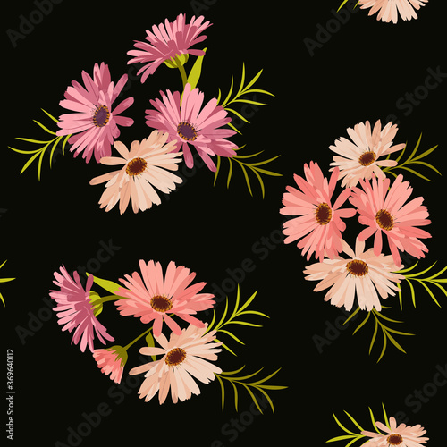 Seamless vector illustration with bright gerberas.