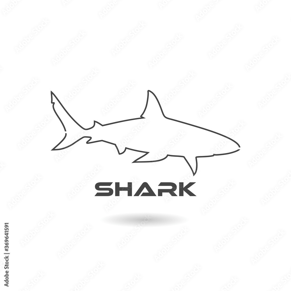 Fototapeta premium Shark line icon with shadow