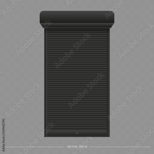 Open roller shutter on the euro window. Realistic euro window with roller shutters vector. 
