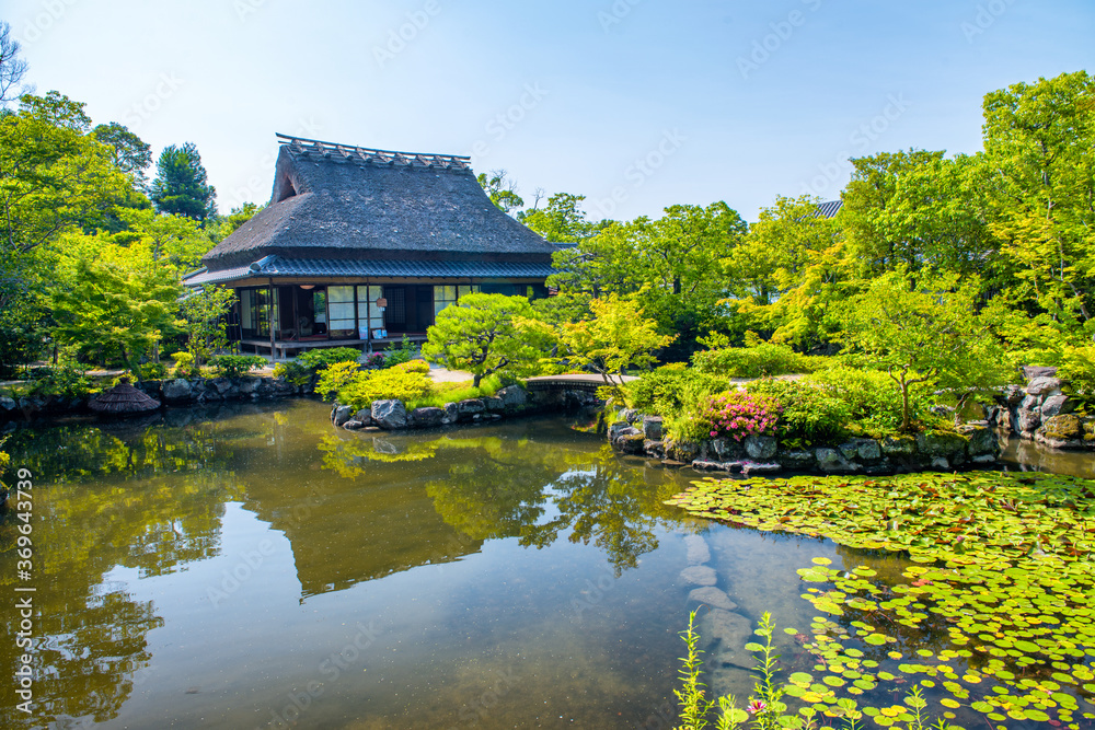 Yoshikien Garden in Nara is a major tourist attraction, japanese garden with teahouse, Japan