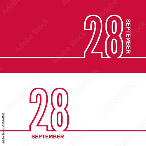 September 28. Set of vector template banners for calendar, event date.