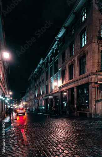 night view of the city, Old Montreal