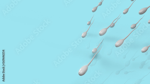 Sperm on blue background for sci content 3d rendering.