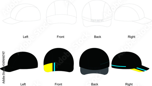 Cycling Caps blank templates Vector and illustrations