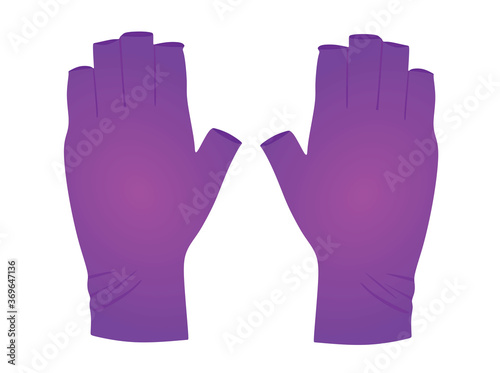 Purple wristband gloves. vector illustration
