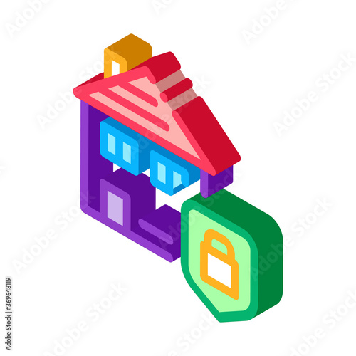 house protection icon vector. isometric house protection sign. color isolated symbol illustration © PikePicture