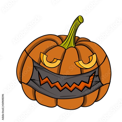 halloween pumpkin with mask on the white background