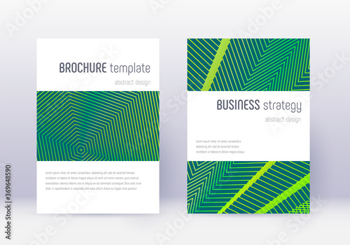 Minimalistic cover design template set. Green abst