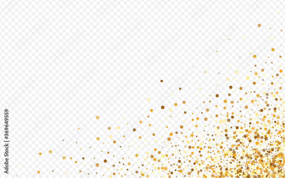 Golden Confetti Festive Transparent Background. 