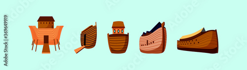 Ark noah vector icon set on blue background