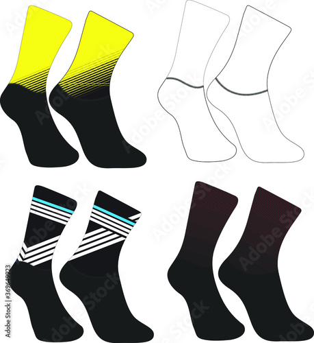 Cycling socks short calf high sock Vector Illustrations