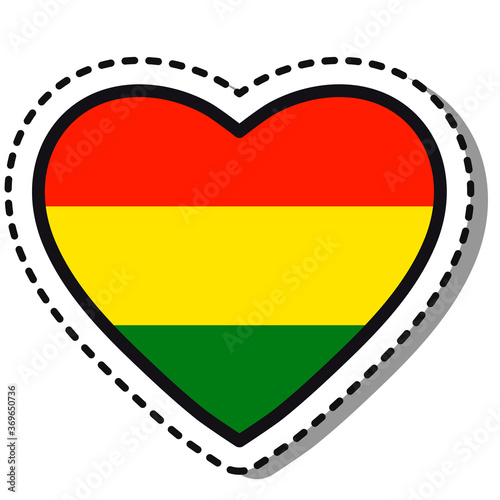 Free Download Flag Bolivia heart sticker on white background. Vintage vector love badge. Template design element. National day. Travel sign. - GFXLoad