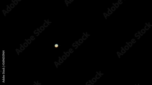Jupiter as seen in backyard telescope large magnification with four Galilean moons photo