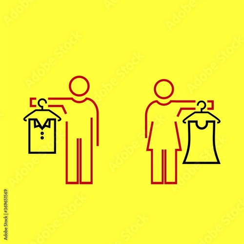 Fitting room sign. Changing room icon. Dressing room design concept.  Illustration vector