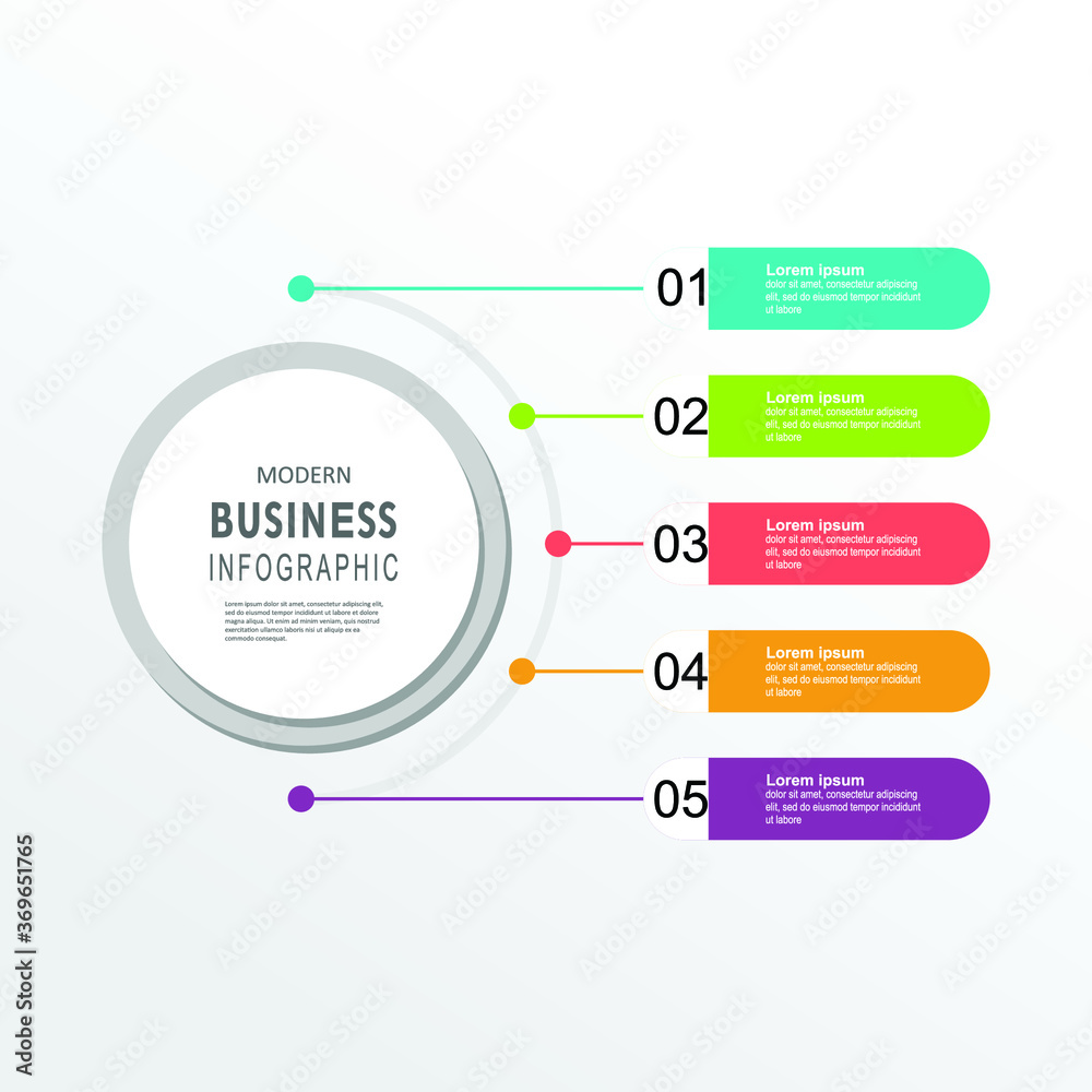 Fototapeta premium Vector infographic label template with icons. 5 options or steps. Infographics for business concept. Can be used for info graphics, flow charts, presentations, web sites, banners, printed materials.