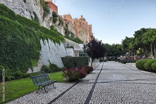 Garden under the walls in Cagliari. Sardinia, Italy