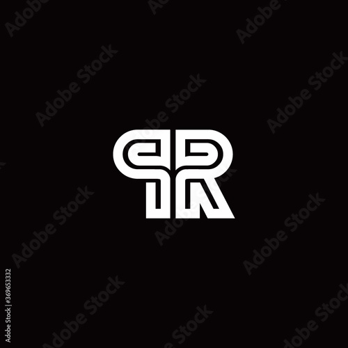 PR monogram logo with abstract line