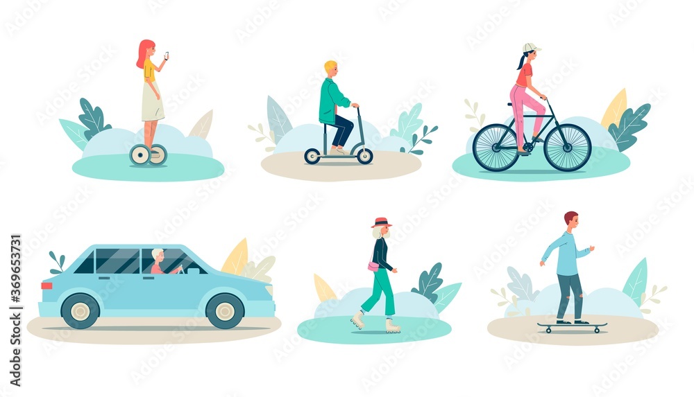 Transportation and city traffic elements set, flat vector illustration isolated. Transportation and city traffic elements set, flat vector illustration isolated.