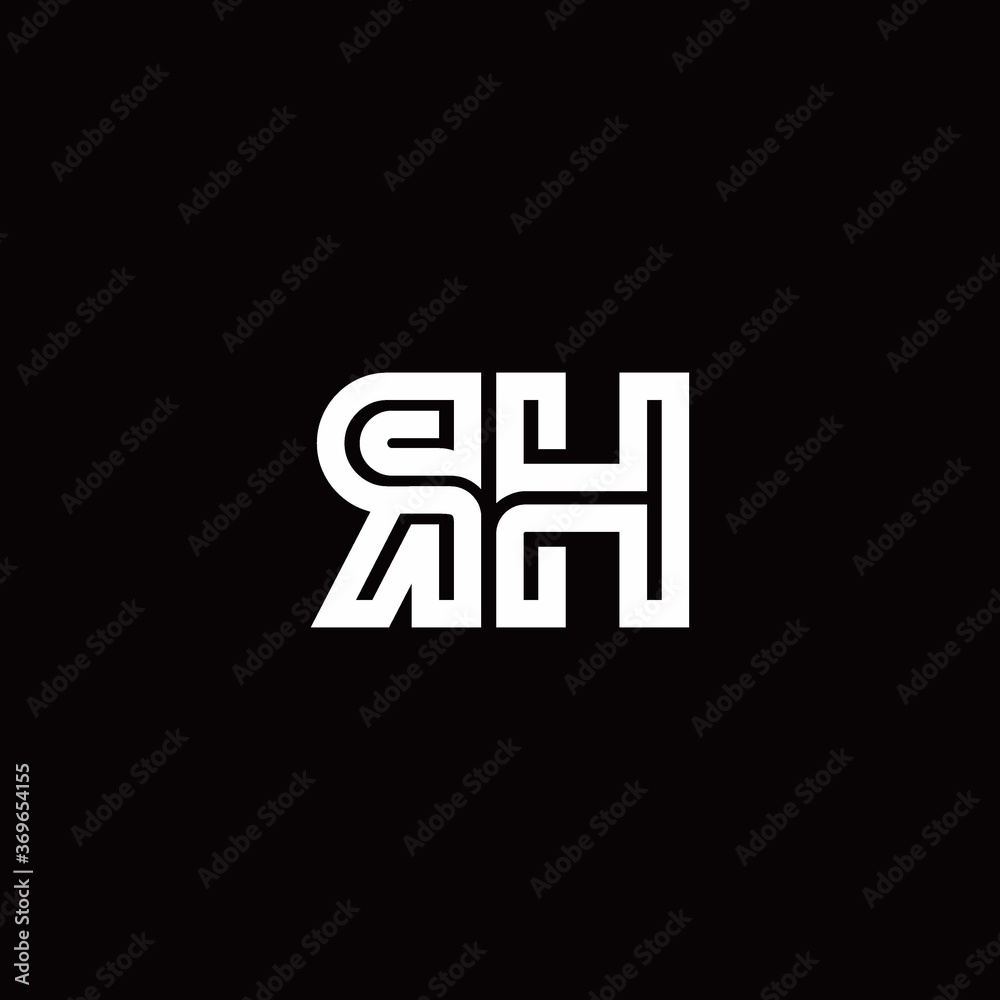 Obraz premium RH monogram logo with abstract line