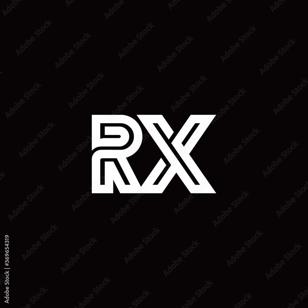 RX monogram logo with abstract line