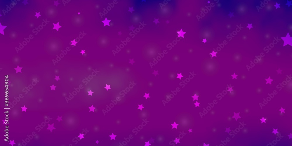 Light Purple, Pink vector texture with beautiful stars. Shining colorful illustration with small and big stars. Best design for your ad, poster, banner.
