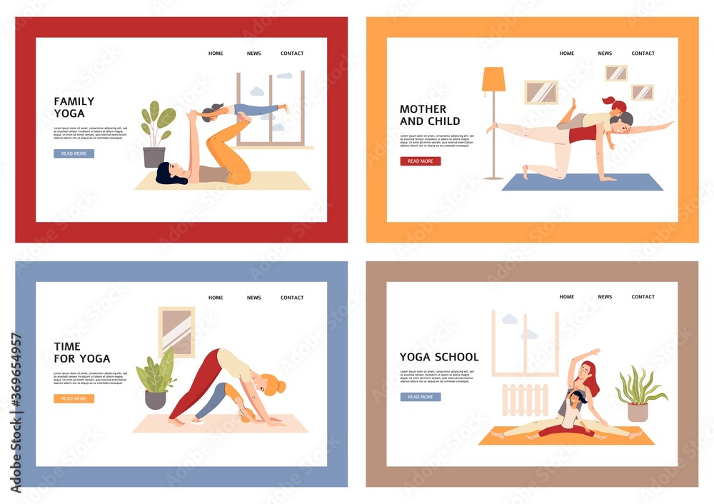Mom and daughter yoga classes together - a set of landing page templates.