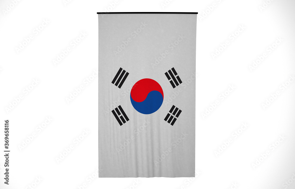 South Korea Flag, Wavy Fabric Flag, South Korea, 3D Render South Korea Flag, Wavy Fabric Flag, South Korea, 3D Render