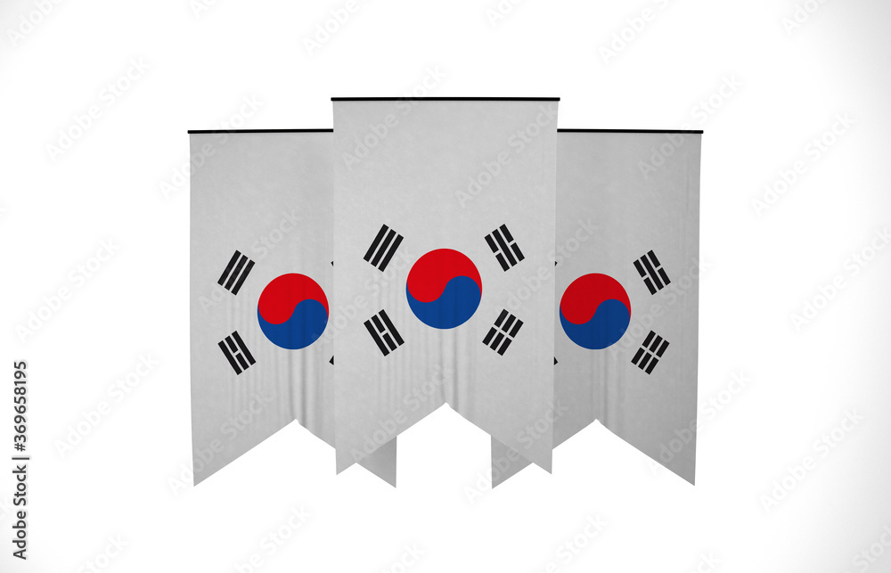 South Korea Flag, Wavy Fabric Flag, South Korea, 3D Render South Korea Flag, Wavy Fabric Flag, South Korea, 3D Render