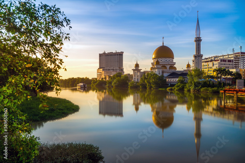 The Klang Royal Town Mosque,Klang Selangor ,Malaysia with sunset and river reflection view