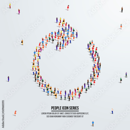 refresh icon or concept. large group of people form to create refresh or reload icon. vector illustration.