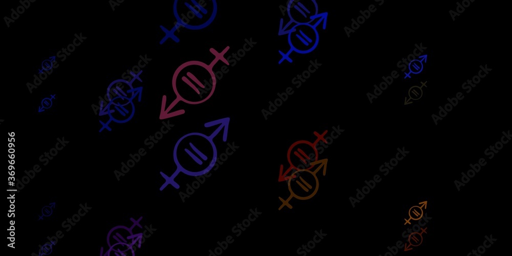 Dark Blue, Yellow vector pattern with feminism elements.